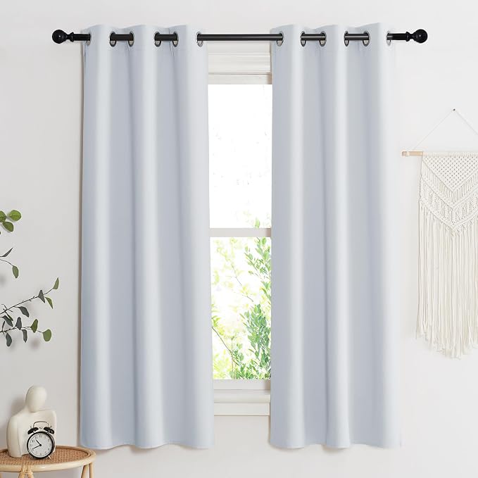 NICETOWN Room Darkening Window Treatment Curtain, Cloud Grey, Single Panel, 34 by 72, Energy Smart Thermal Insulated Block Out Sunlight Shade & Blind for Bedroom with Grommet Ring Top