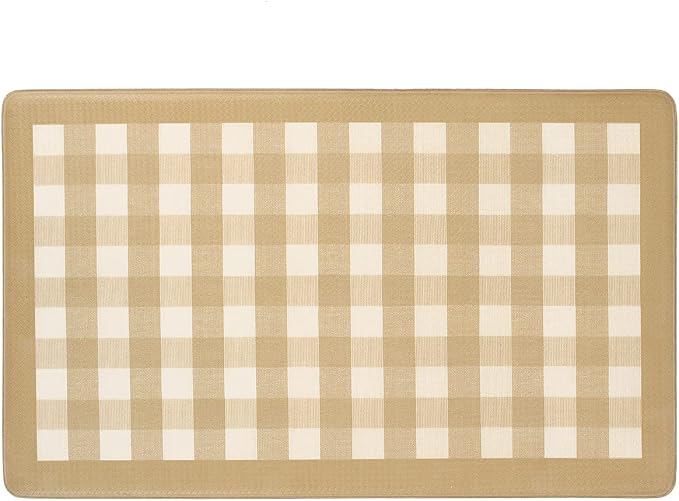 Anti-Fatigue Floor Comfort Mat - 18 x 30 Inch (Buffalo Check Taupe) - Waterproof Non-Slip Rug - Easy to Clean Cushioned Mat for Kitchen, Bathroom, Standing Desk & Office - Achim Home Decor