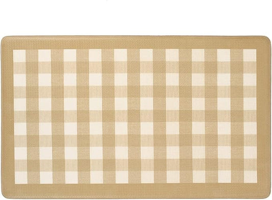 Anti-Fatigue Floor Comfort Mat - 18 x 30 Inch (Buffalo Check Taupe) - Waterproof Non-Slip Rug - Easy to Clean Cushioned Mat for Kitchen, Bathroom, Standing Desk & Office - Achim Home Decor
