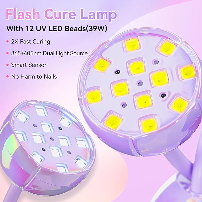 Makartt UV LED Nail Lamp - Gooseneck UV Light for Gel Nails USB 39mW/cm² Cordless Flash Cure Lamp with 4 Times & Auto Sensor Nail Dryer Fast Curing Nail Art Design for Salon Home DIY (Glazed Purple)