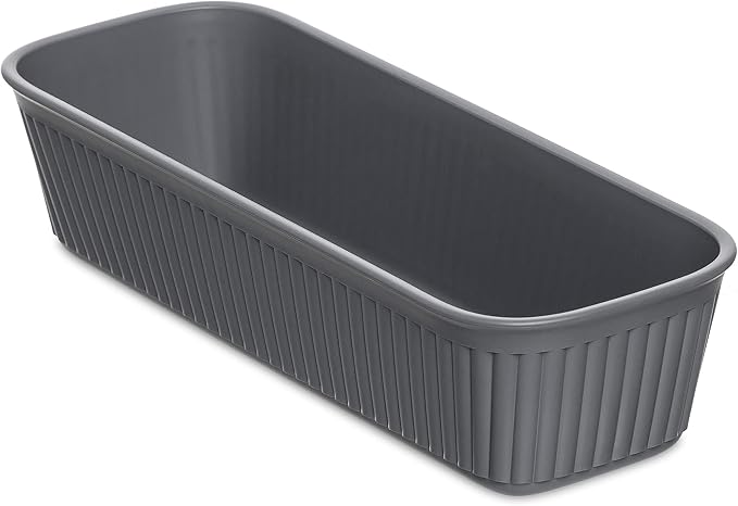 TATAY Storage Basket Baobab Drawer Organisation Elegant Functional Design | Storage Basket Household | Dimensions 9x24x5.6 cm | BPA-Free Material | Home and Office Organisation, Grey