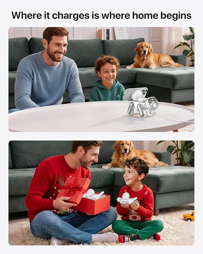 3 in 1 Wireless Charging Station for Apple Devices,Foldable Cute Magnetic Mag-Safe Wireless Charger Stand with Night Light for iPhone 17 Air 16 15 14 13 12 Series,AirPods 4 3 2 Pro,Apple Watch