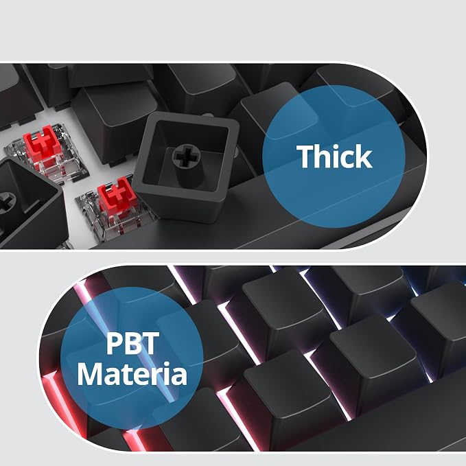 Fogruaden Blank Keycaps, Thick PBT Keycaps, Cherry Profile, Minimalist Grey Black Keycap, 129 Key with 7U Spacebar, Custom Keycap for Mechanical Keyboard