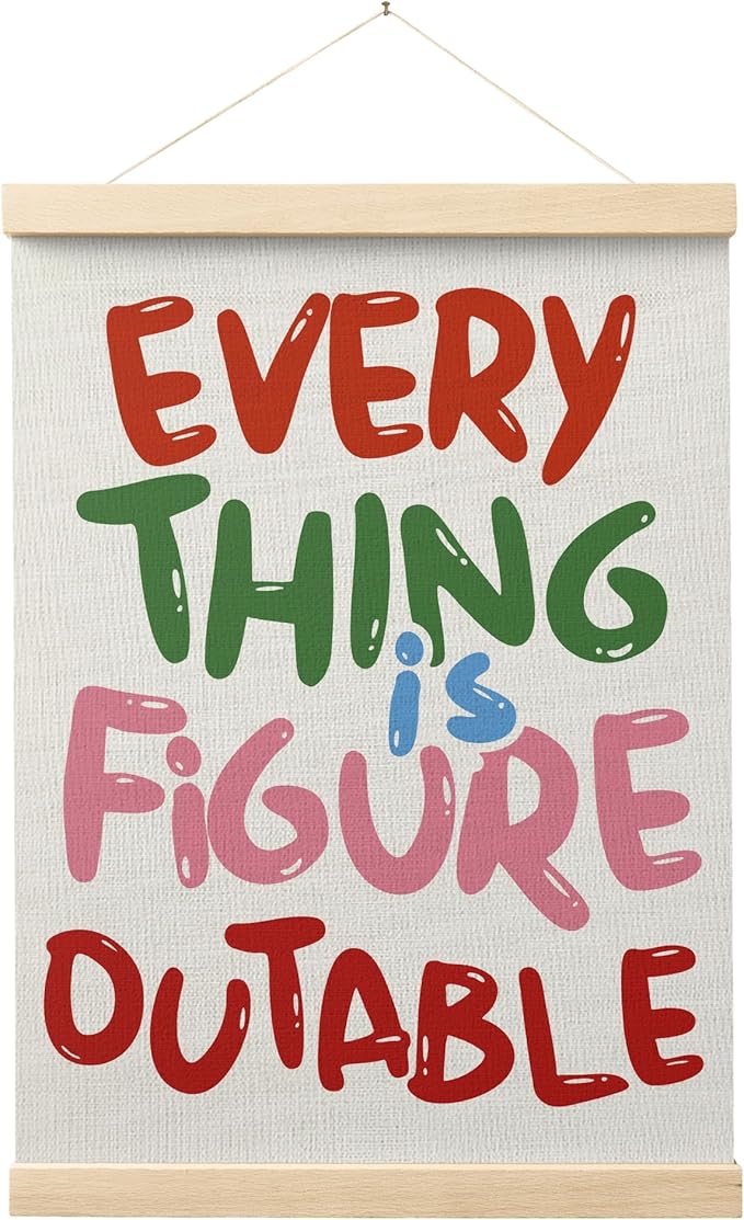 FGFK Everything is Figureoutable Colorful Inspirational Wall Art Poster Hanger Frame, Motivational Positive Affirmations Canvas Prints Framed Wall Decor for Office Classroom Home, 12x16 Inch