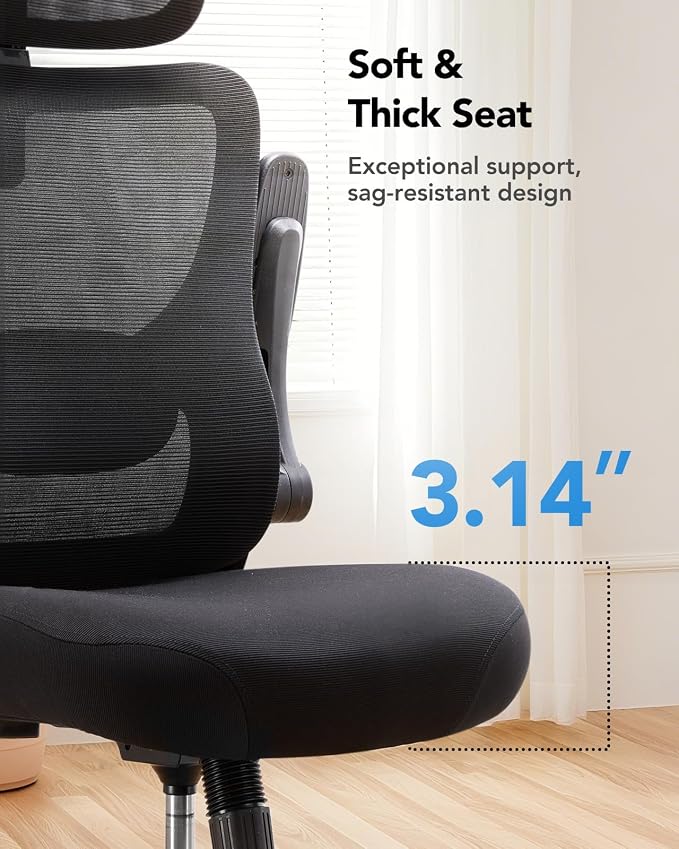 HUANUO Ergonomic Office Chair, High Back Computer Desk Chair with Adjustable Lumbar Support and Headrest, Comfy Gaming Chair with 3D Armrests, Home Office Rolling Chair, Max Load 300 lbs, Pack of 15