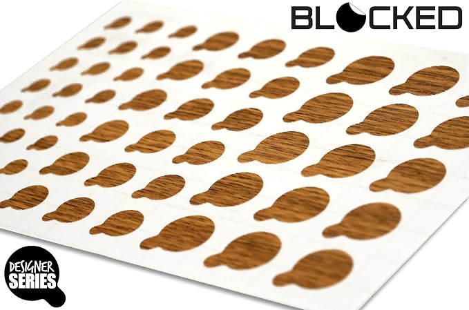 Rigid Series - 2X Thicker | BLOCKED Original Vinyl Webcam Cover Stickers | Restickable & Stackable Privacy Covers | for All Camera-endable Devices | 3-Sizes | 57 Tabbed Wood Grain Textured