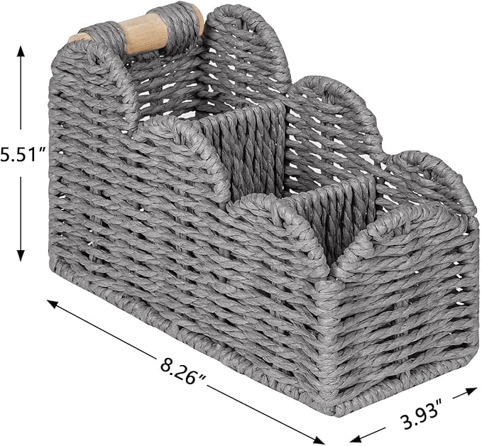 CubesLand Bedside Table Desk Organizer Caddy, Remote Pen&Pencil Holder Cup, Makeup Brush Holder w/Scalloped Perfect for Home, Office Desk, Living Room Table Decor, 3 Slots Grey