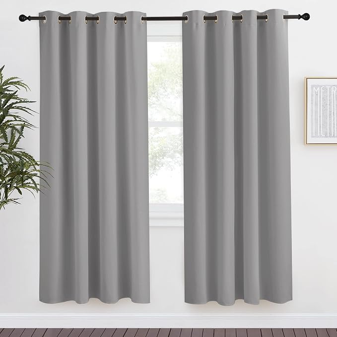 NICETOWN Blackout Curtain & Drape 78 inch Length, 55 inch Wide, Sold by 1 Panel, Silver Grey Color, Noise Reducing Drapery for Living Room/Farmhouse