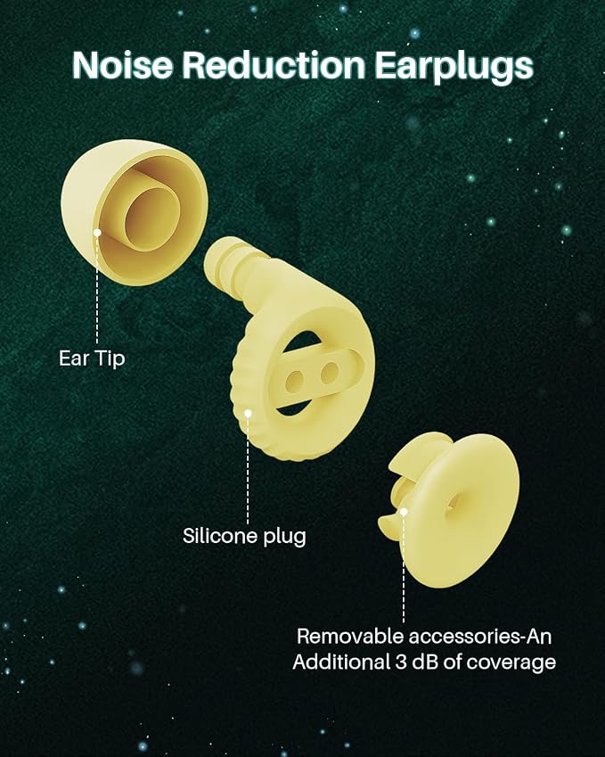 Hopihe Concert Ear Plugs, Glow in The Dark Reusable Silicone Earplugs, 25dB SNR Noise Reduction, High Fidelity Ear Plugs for Concerts, Festivals, Raves, Sleep, Travel, Study, Work, Green