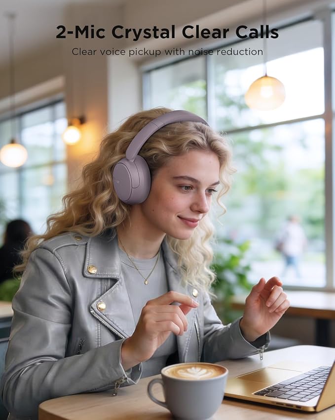 TALIX H30 Hybrid Active Noise Cancelling Headphones, 110H Playtime Hi-Res Audio Bluetooth 6.0 Wireless Over Ear ANC Headphones for Commute/Travel (Purple)