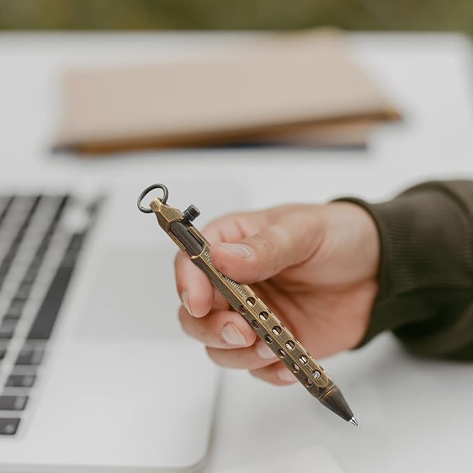 Personalized Bolt Action Pen Gift Set,Free Engraved Metal Ballpoint Pen with 2 Refills,Office Decor Pen,Custom Gifts for Men,Husband,Father,Boyfriend,Grandpa,Brothers. (Brass 2)