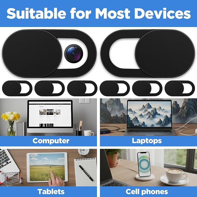 64 Pcs Webcam Cover, Ultra Thin Laptop Camera Cover Slide for Laptop/Cell Phone/PC/Tablet PC Accessories Camera Blocker Slider, Great for Privacy