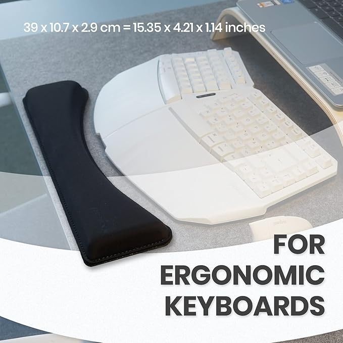 Perixx PERIPRO-511 Wrist Rest for Ergonomic Compact Keyboards - Gel Cushion Support with 15.34x4.21x1.14 inches - Ideal Ergonomic Desktop Solution - Black,11925