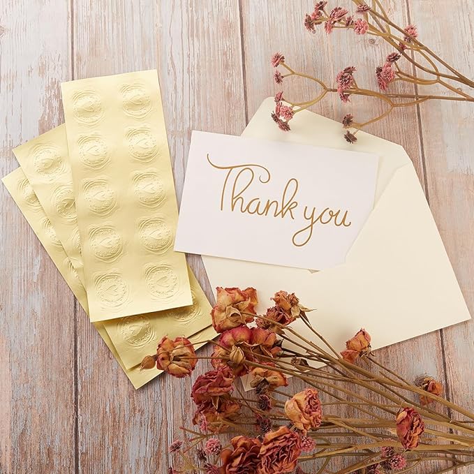 50 Pack Cream A6 Envelopes with Cards and Gold Stickers, 4x6 | With Thick Folded Cardstock, For Greeting Cards, Wedding, Birthday, Invitations, Baby Showers