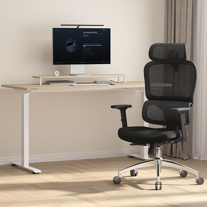 SIHOO M56C Ergonomic Office Chair, Desk Chair with Armrests, Computer Chair with Dual Back Design and Adaptive Dynamic Lumbar Support, 2 Packs, Dark Black