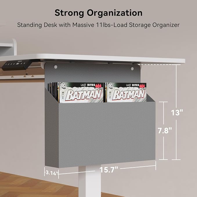 WALKINGDESK 63 Inches Height Adjustable L Shaped Standing Desk with 2 Drawers and Keyboard Tray, Electric Sit to Stand Home Office Comupter Table, Ergonomic Corner Gaming Desk, White