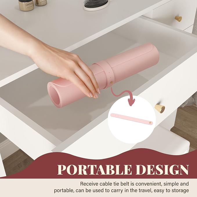 Makeup Mat for Vanity, Waterproof Dual-Sided Vanity Desk Protector for Dressing Table, Makeup Table Cover Mat Oilproof Dustproof Smooth Soft(31.5"*15.7'', Pink)