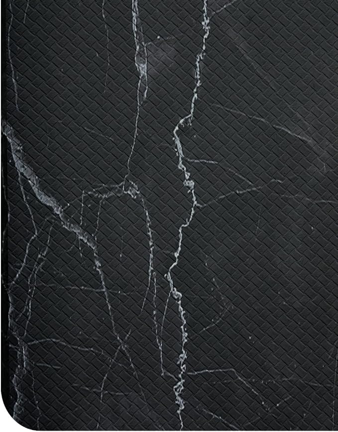 DEXI Kitchen Floor Mats Cushioned Anti Fatigue, 23x59 Large Wide Standing Comfort Runner Rug Waterproof, Marble Memory Foam Padded for Front Sink Laundry, Black