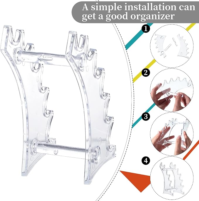 Jetec 2 Pieces Clear Acrylic Pen Holder Stand, 6-slots Pen Display Stand, Vertical Fountain Pens Wand Nail Brush Makeup Organizer Rack, Plastic Pencil Show Tool Rack for School Home Office(Clear)