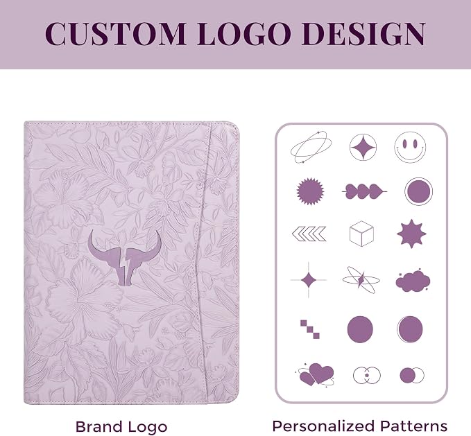 Calfinder Personalized Portfolio for Women&Men, Free Name Engrave,Customized Leather Padfolio with Logo or Name, Business Portfolio with A4 Writing Pad Holder for Resume,Interview