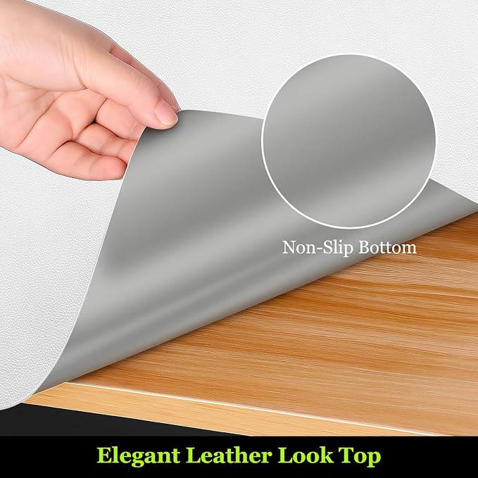 Warmstar Leather Table Cover 16 x72 Inch, 1.8MM Thick PVC Table Protector Waterproof, Desk Cover Protector Non-Slip Table Pad for Kitchen, Dresser, Gaming Desk,Dining Room Table，White