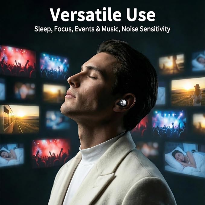 Ear Plugs for Sleeping 45DB Noise Cancelling: Ultra-Comfy Reusable Noise-Reducing Earplugs for Sleeping & Travel & Work Hearing Protection Earbuds with 8 Tips(XS,S, M, L Size)