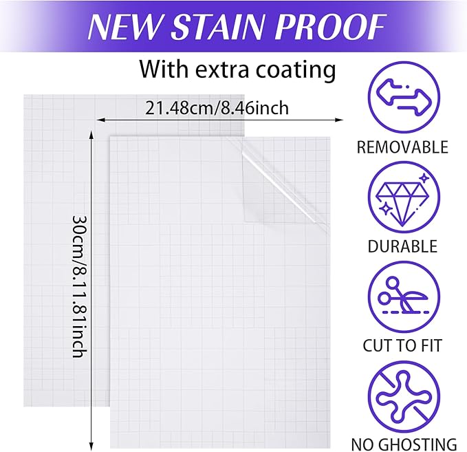 2 Pcs Dry Erase Board Sticker 8.3'' x 11.7'' Whiteboard Sticker Self-Stick Dry Erase Sheets Wallpaper Peel Stick New Stain Proof Dry Erase Stickers for Wall Desk Refrigerator Door Locker