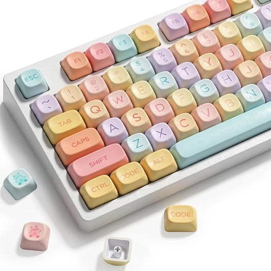 PBT Keycaps 131 Keys MOA Profile Keycaps, Macaron Cute Keycap Dye-Sublimation Custom Candy Keycap Set for Cherry Gateron MX Switches Mechanical Keyboards