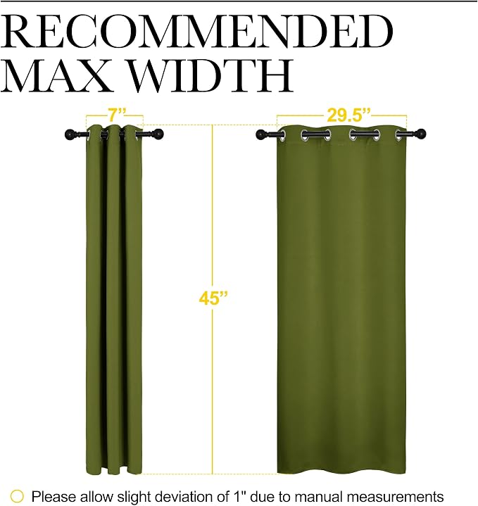 NICETOWN Christmas Bedroom Curtain Panels Blackout Draperies, Holiday Christmas Decor Thermal Insulated Solid Grommet Blackout Curtains/Drapes (One Pair, 34 by 45-inch, Olive Green)