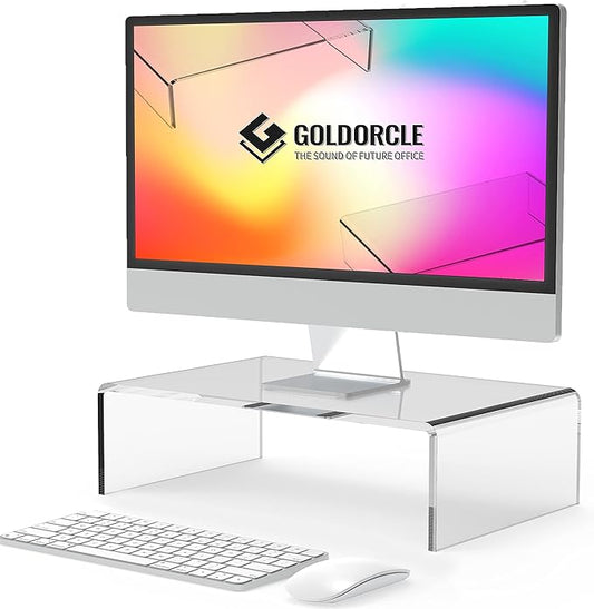 Acrylic Monitor Stand Riser Clear Computer Monitor Stand (Small) | Acrylic Monitor Stand Riser Clear Computer Monitor Stand