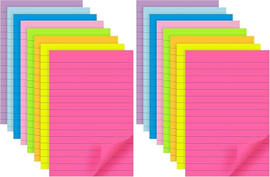 (8 Pads) Lined Sticky Notes 4x6 in Post, 8 Colors Self Sticky Notes Pad Its, Bright Post Stickies Colorful Big Rectangular Sticky Notes for Office, Home, School, Meeting, 40 Sheets/pad (Pack of 2)