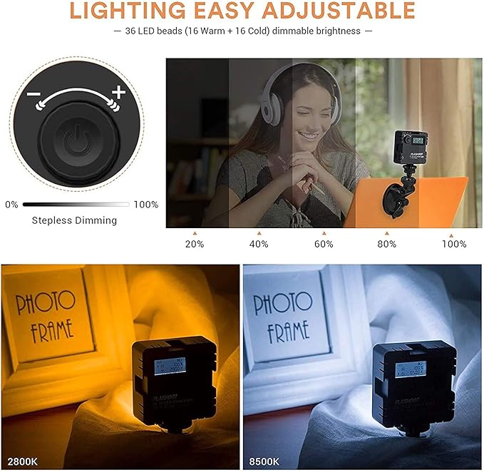 CL-36 Video Conference Lighting Kit,Mini LED Video Light for Remote Working,Video Conferencing,Zoom Calls, Broadcast, Live Streaming,Adjustable Laptop Video Light with Suction Cup