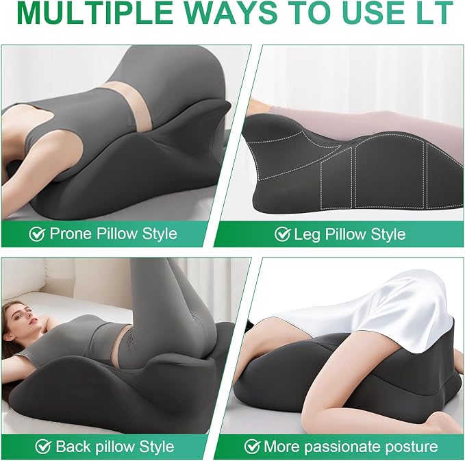 Extra-Large 27° Degree Memory Foam Ergonomic Prone Couples Pillow for Intimacy