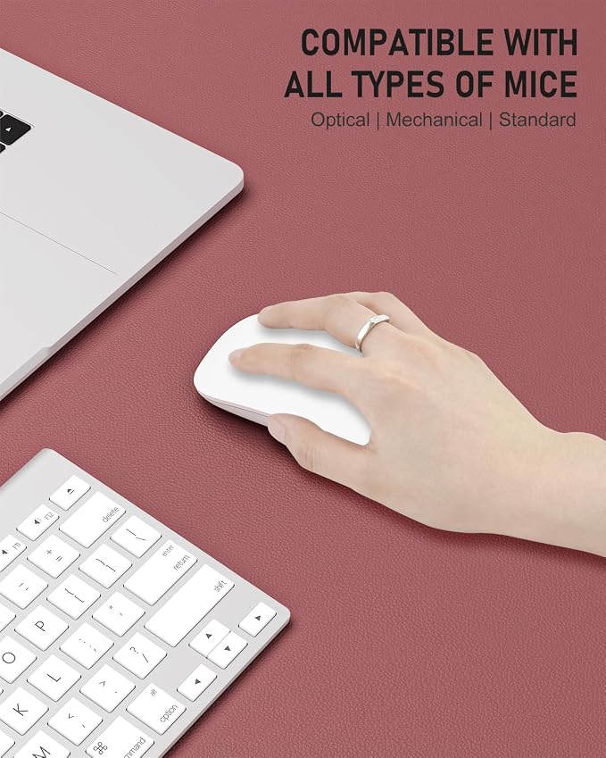 Desk Pad, 30" x 14" PU Leather Non-Slip Desk Mat Large Mouse Pad for Desktop, Waterproof Laptop Computer Writing Mat for Office, Home, Work, Gaming, Deep Red