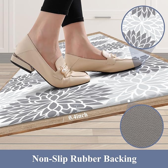 HEBE Anti Fatigue Kitchen Mats for Floor 20"x71", Cushioned Standing Mat | Non Slip Waterproof Kitchen Runner Rug, Heavy Duty Padded Foam Comfort Mat Floor Carpet for Standing Desk, Laundry, Sink