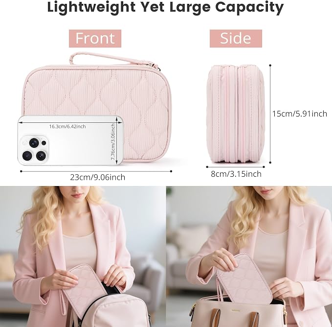 Skycase Tech Pouch - Lightweight Electronics Organizer Travel Case - Double Layers Cable Organizer - All-in-One Storage Bag for Charger, Cord, Phone, Flash Drive, Essentials - XL