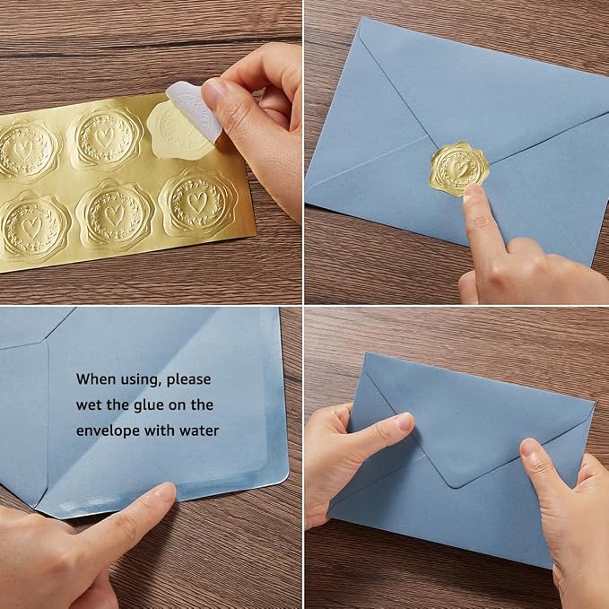 50 Pack Dusty Blue A6 Envelopes with Cards and Gold Stickers, 4x6 | With Thick Folded Cardstock, For Greeting Cards, Wedding, Birthday, Invitations, Baby Showers