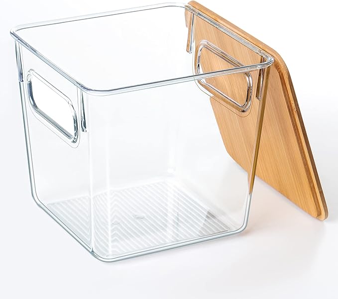 K Cup Holder Coffee Pod Organizer Large Capacity Clear Storage Container Bins with Bamboo Lids for Coffee Bar Organization and Storage (3 PACK)