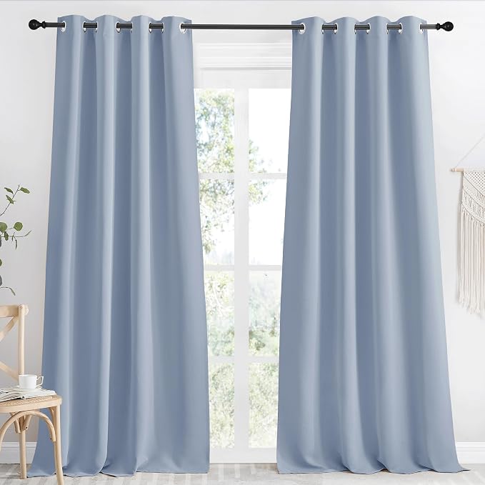 NICETOWN Blackout Curtain 118 inch Long, Vintage Blue, W55 x L118, 1 Panel, Thermal Insulated Window Treatment with Grommet Room Darkening Thermal Insulated Panel for Bedroom/Living Room