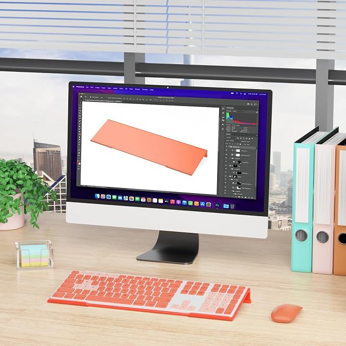 Computer Keyboard Stand Holder - Ergonomic Acrylic Keyboard Stand for Desktop Comfortable Keyboard Tray Riser with Silicone Anti-Slip Strip for Home School Office Desk Accessory, Orange