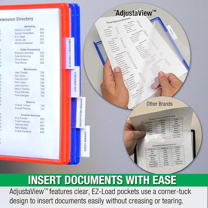 Ultimate Office AdjustaView FastFind 10-Pocket Wall Mounted Reference Display Organizer with Assorted Colored EZ Load Pockets to Display 20 Sheets of Your Most Important Letter Sized Documents