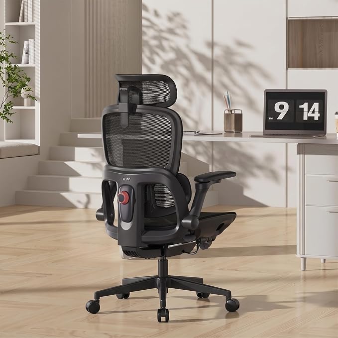 SIHOO B300 PRO Ergonomic Office Chair, High Back Mesh Computer Chair with Wide Headrest, 6D Flip-Up Rotatable Armrests, Adaptive Lumbar Support, 135° Reclining Home Office Desk Chair, Soft Black