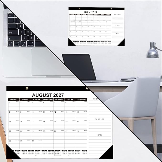 GuassLee Desk Calendar 2026, 3 Packs, 19 Months Calendar 17" × 11.5" Desk Calendar from Jun. 2026 to Dec. 2027 with Julian Date, To-do List, Notes, Monthly Goals, for Home School Office