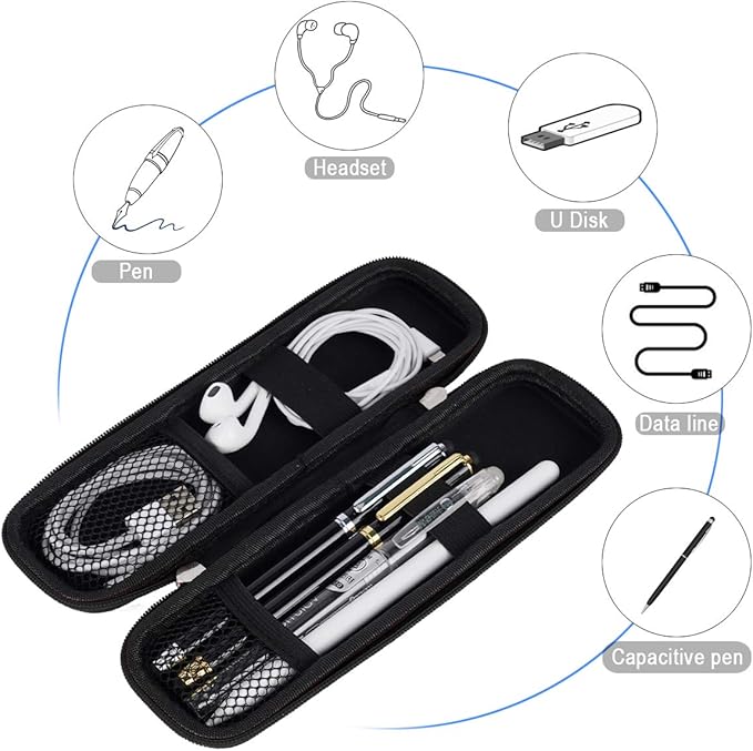 Small Pencil Case Holder for Pencils,Hard Pen Case for Executive Fountain Pens,Ballpoint Pens-Black