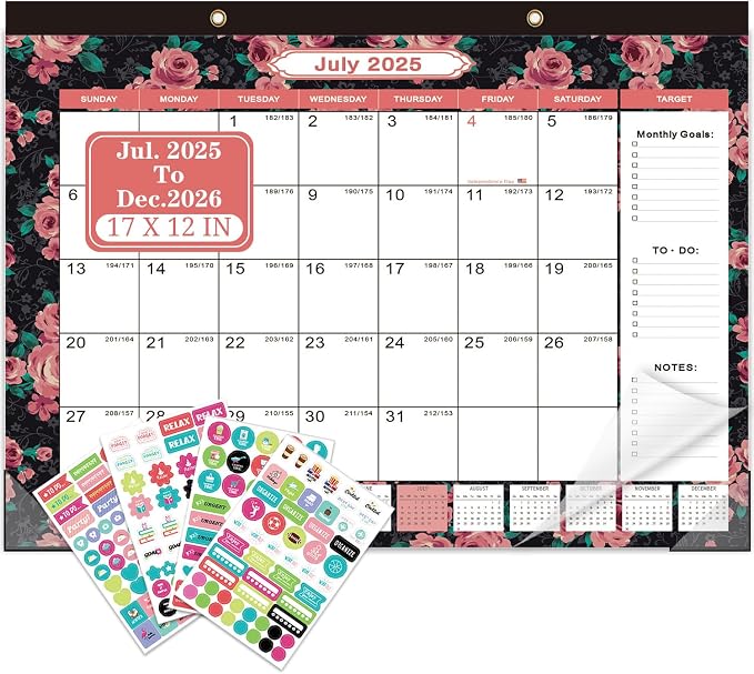 Lateefah Desk Calendar 2025, Large 12'' x 17'' Desk Calendar 2025-2026, 18 Month Desktop Wall Calendars for Home & Office, Use July 2025 to Dece 2026