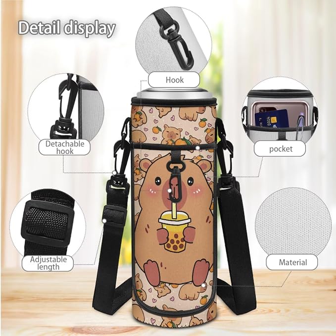 Doojoayie Kawaii Capybara School Backpack for Girls with Lunch Box Complete Set Cute Backpacks for Girls 9-10 Fashion Backpack with Multiple Compartments for Preschool Kindergarten