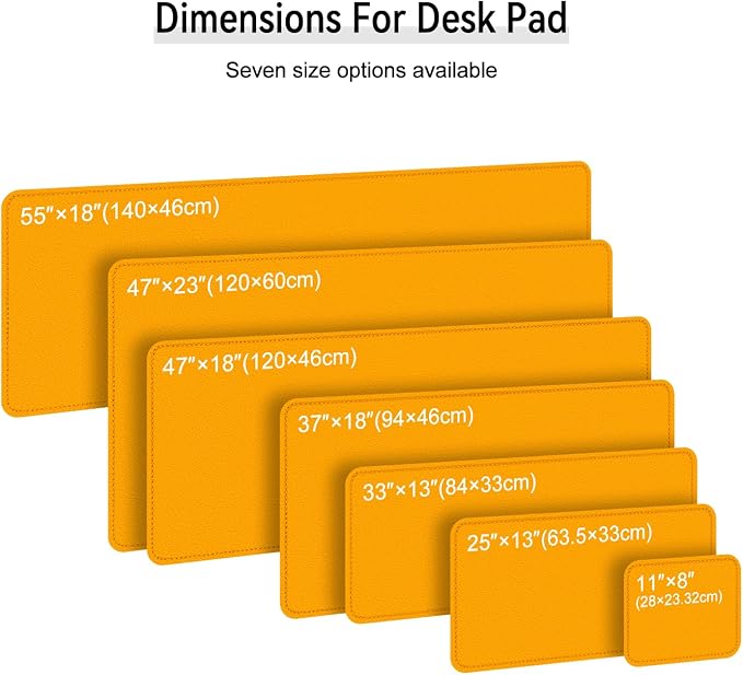 Dual Sided Leather Desk Mat - Waterproof Desk Pad - Ideal for Large Mouse Pad and Desk Mats on Top of Desks (Yellow, 25"*13")