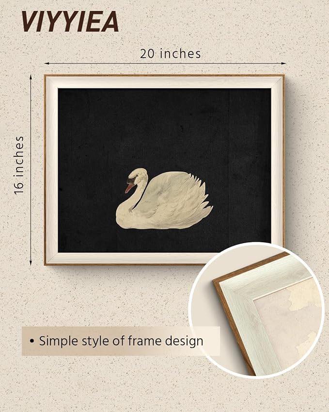 VIYYIEA Framed Wall Art for Living Room, Animal-【Zwaan】, 20L x 16W
