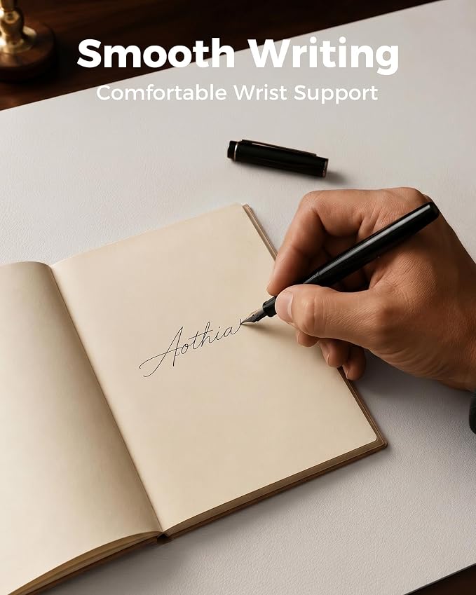 Aothia Dual-Sided Desk Pad - Leather Desk Mat, Natural Cork Desk Pad Protector, Large Mouse Pad for Desk, Waterproof Desk Blotter Pad, Desk Writing Pad for Office Work/Home, Off-White (25.6"x13.7")