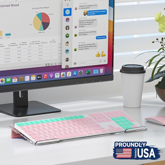 Ergonomic Computer Keyboard Stand - Adjustable Keyboard Riser Tilt Clear and Glitter Rose Gold Acrylic Keyboard Tray Non-Slip Elevated Typing Key Board Holder Lift for Office Desk Accessories